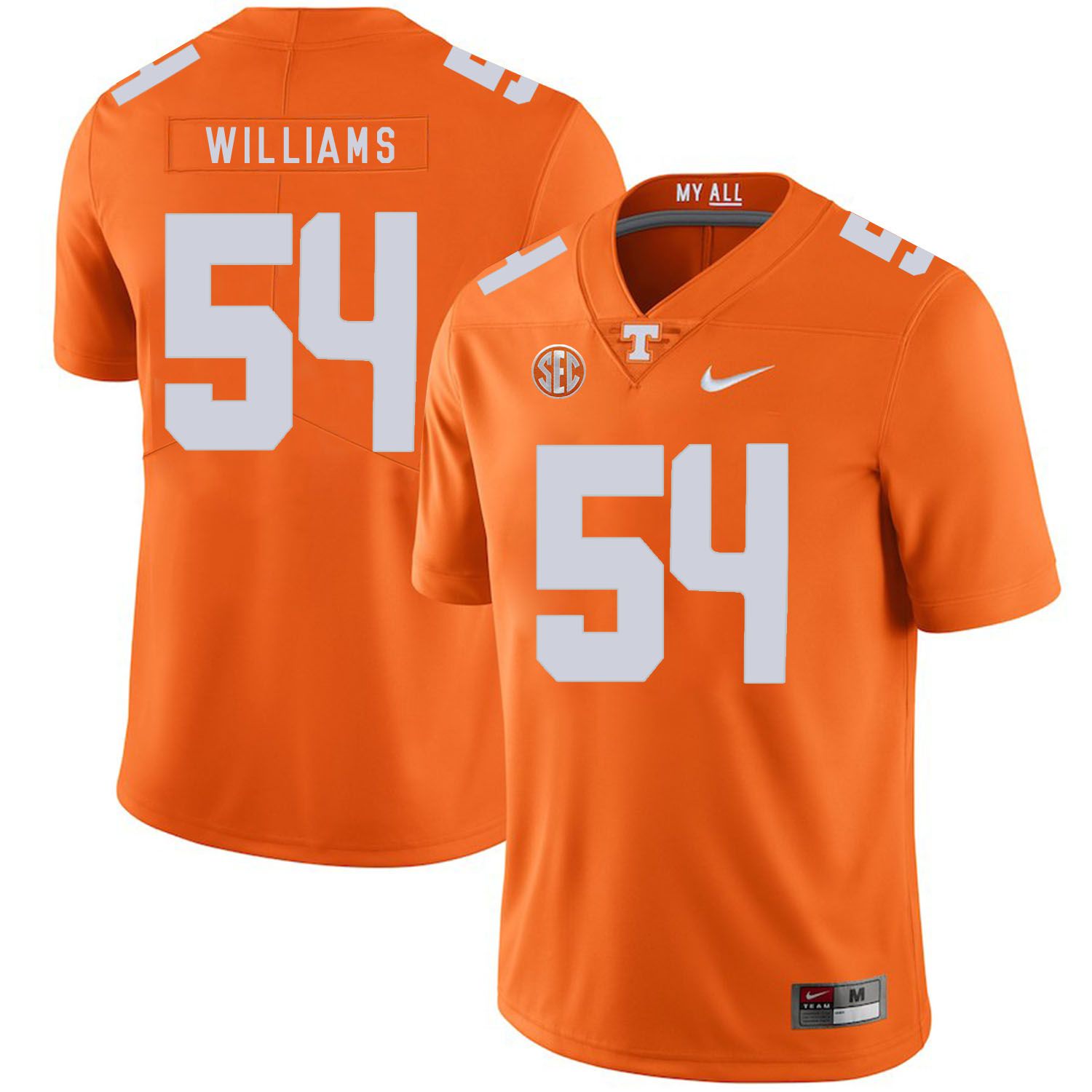Men Tennessee Volunteers #54 Willians Orange Customized NCAA Jerseys